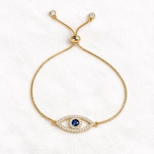 14K Gold Evil Eye Bolo Bracelet